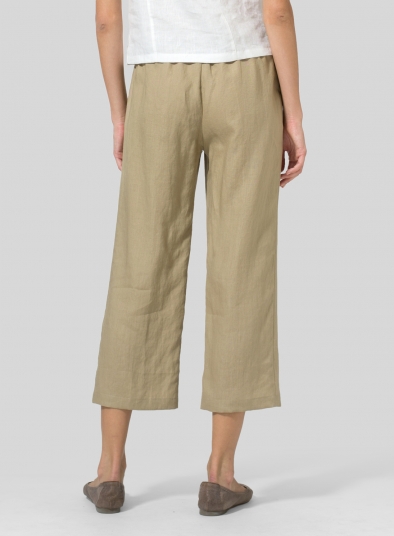 Linen Straight Leg Cropped Pants