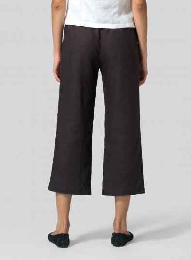 Linen Straight Leg Cropped Pants