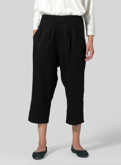 Linen High Waisted Full Elastic Pants