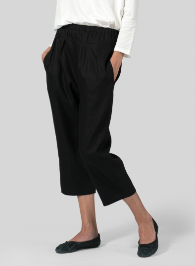 Linen High Waisted Full Elastic Pants