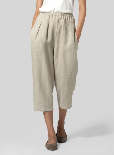 Linen High Waisted Full Elastic Pants