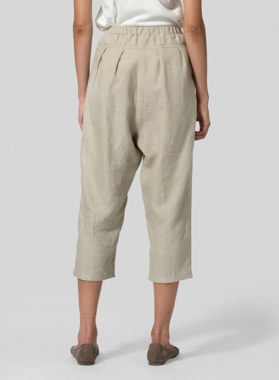 Linen High Waisted Full Elastic Pants