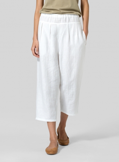 Linen High Waisted Full Elastic Pants