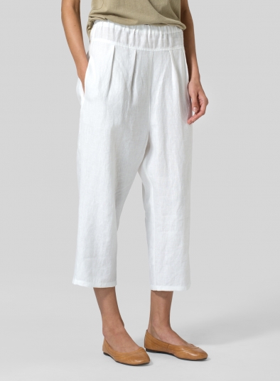 Linen High Waisted Full Elastic Pants