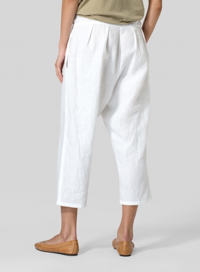 Linen High Waisted Full Elastic Pants