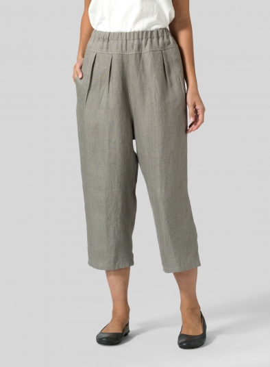 Linen High Waisted Full Elastic Pants