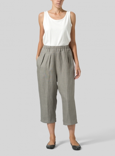 Linen High Waisted Full Elastic Pants