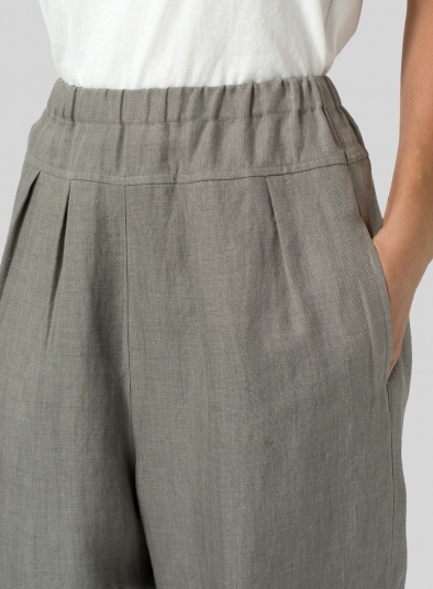 Linen High Waisted Full Elastic Pants