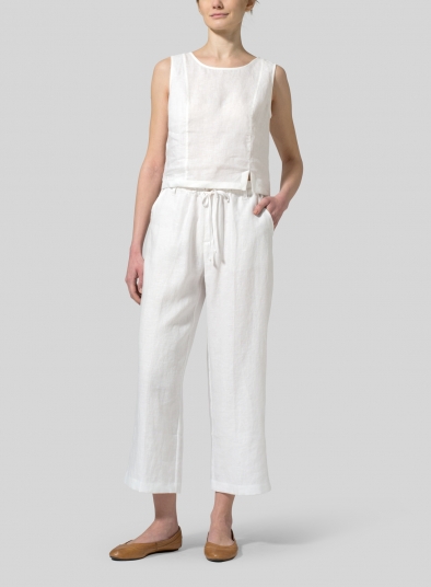 Linen Drawstring Casual Pants