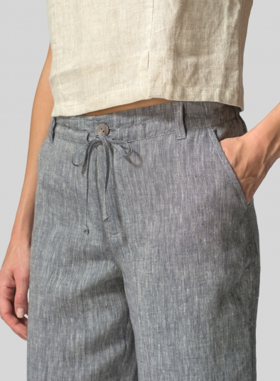 Linen Drawstring Casual Pants