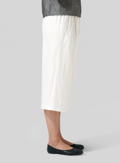 Linen Straight Elastic Cropped Pants