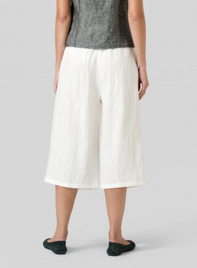 Linen Straight Elastic Cropped Pants
