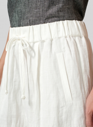Linen Straight Elastic Cropped Pants