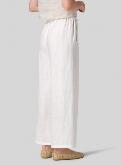 Linen Straight Elastic Long Pants