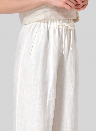 Linen Straight Elastic Long Pants