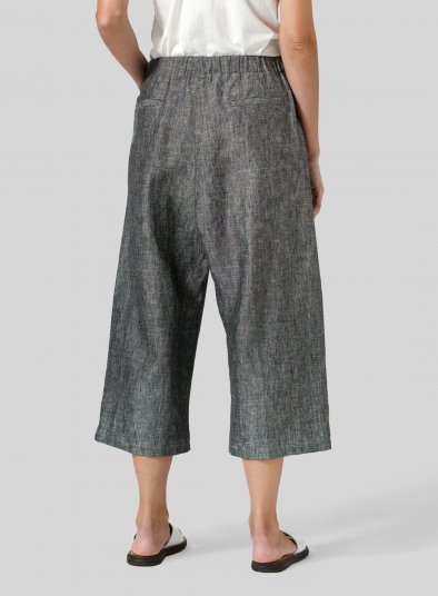 Linen Wide Leg Crop Pants