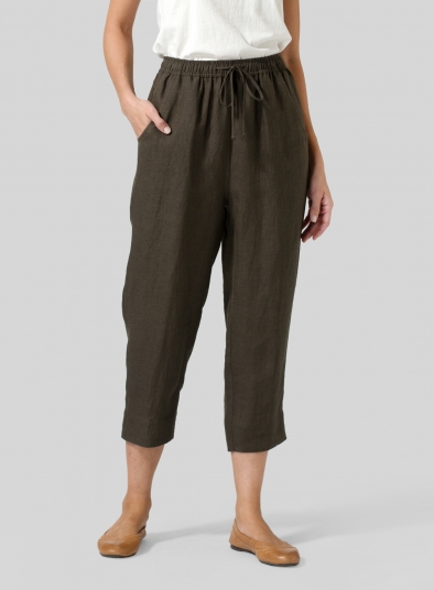 Linen Smooth-Waist Slim Cropped Pants