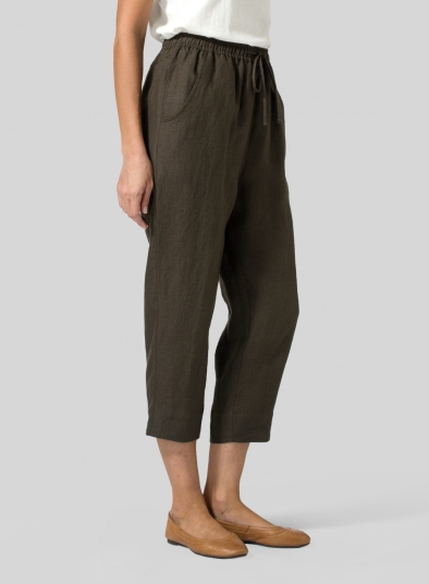 Linen Smooth-Waist Slim Cropped Pants