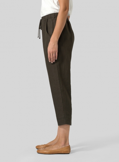 Linen Smooth-Waist Slim Cropped Pants