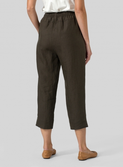 Linen Smooth-Waist Slim Cropped Pants