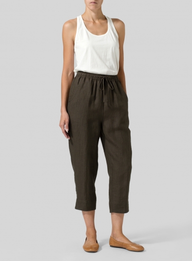 Linen Smooth-Waist Slim Cropped Pants