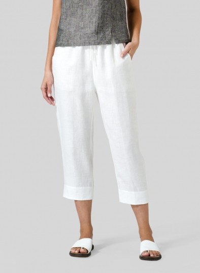 Linen Smooth-Waist Slim Cropped Pants