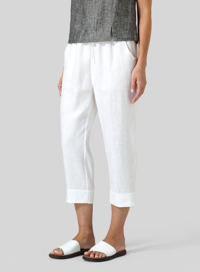 Linen Smooth-Waist Slim Cropped Pants