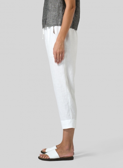 Linen Smooth-Waist Slim Cropped Pants