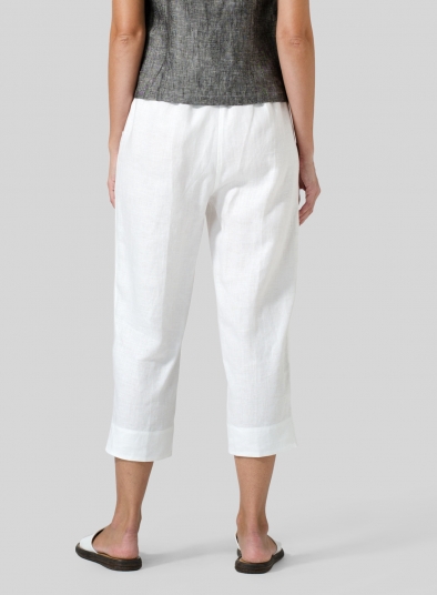 Linen Smooth-Waist Slim Cropped Pants