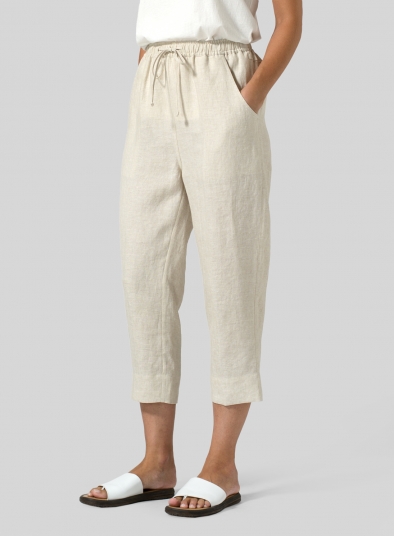 Linen Smooth-Waist Slim Cropped Pants