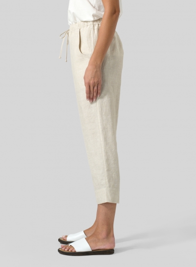 Linen Smooth-Waist Slim Cropped Pants