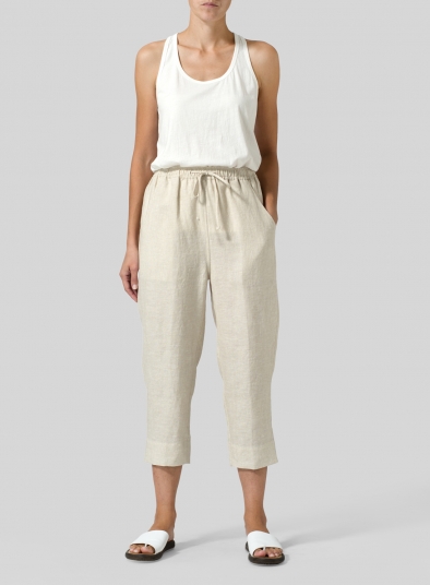 Linen Smooth-Waist Slim Cropped Pants