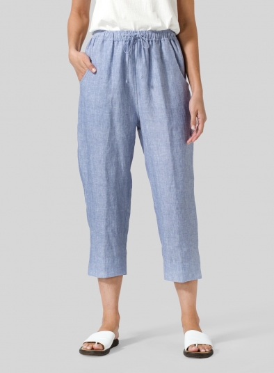 Linen Smooth-Waist Slim Cropped Pants