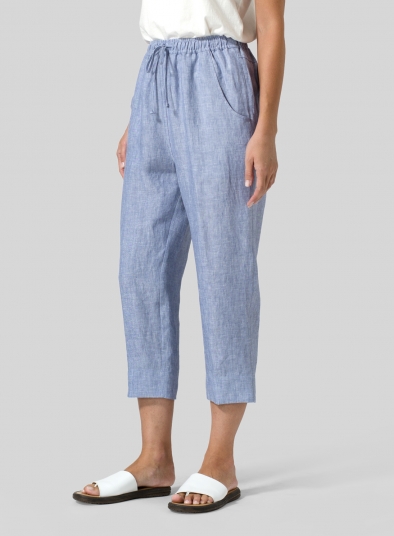 Linen Smooth-Waist Slim Cropped Pants