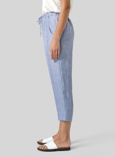 Linen Smooth-Waist Slim Cropped Pants