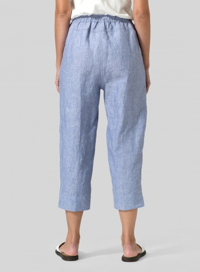Linen Smooth-Waist Slim Cropped Pants