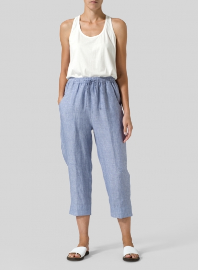Linen Smooth-Waist Slim Cropped Pants