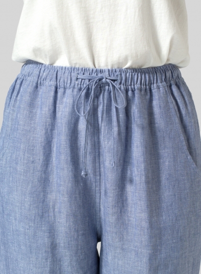 Linen Smooth-Waist Slim Cropped Pants