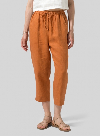 Linen Smooth-Waist Slim Cropped Pants