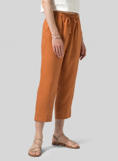 Linen Smooth-Waist Slim Cropped Pants