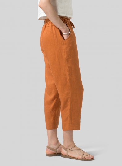 Linen Smooth-Waist Slim Cropped Pants