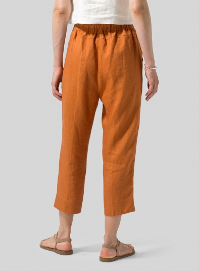 Linen Smooth-Waist Slim Cropped Pants