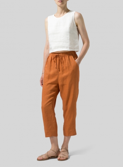 Linen Smooth-Waist Slim Cropped Pants