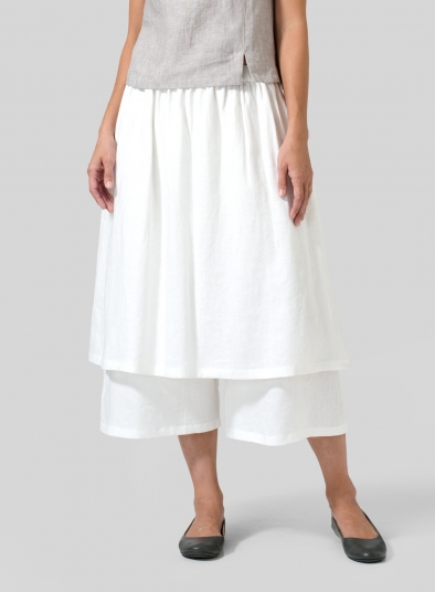 Linen Two-layer Culottes - Plus Size