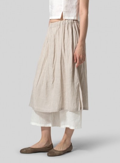 Linen Two-layer Long Culottes