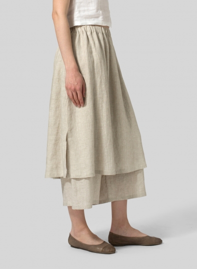 Linen Two-layer Long Culottes