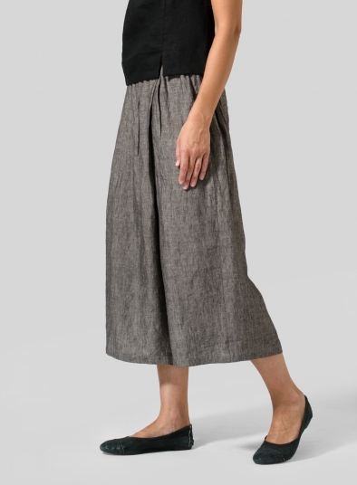 Linen Wide Leg Crop Capri - Plus Size