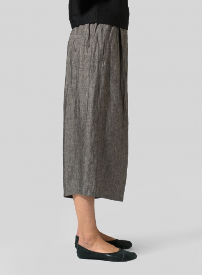 Linen Wide Leg Crop Capri - Plus Size