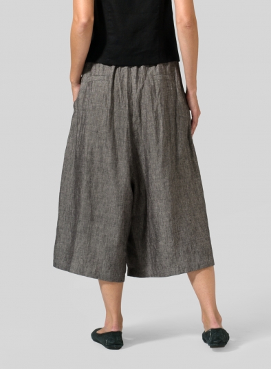 Linen wide leg clearance capri pants