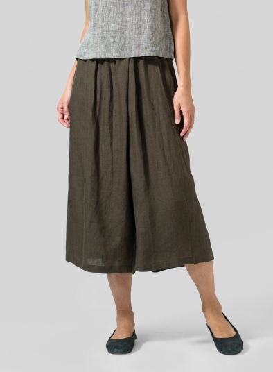 Linen Wide Leg Crop Capri